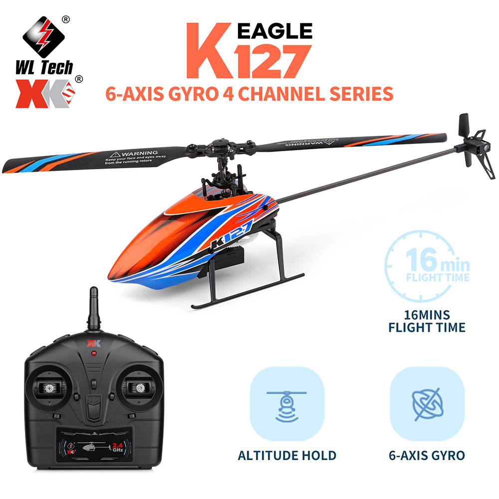Rc Helicopter Gyro - WLtoys-Mini helicóptero teledirigido XK K127, 2,4G,